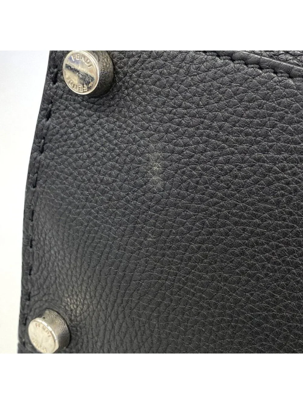 Fendi Handbag Monster Selleria Peekaboo Leather Black Silver 2-Way Bag